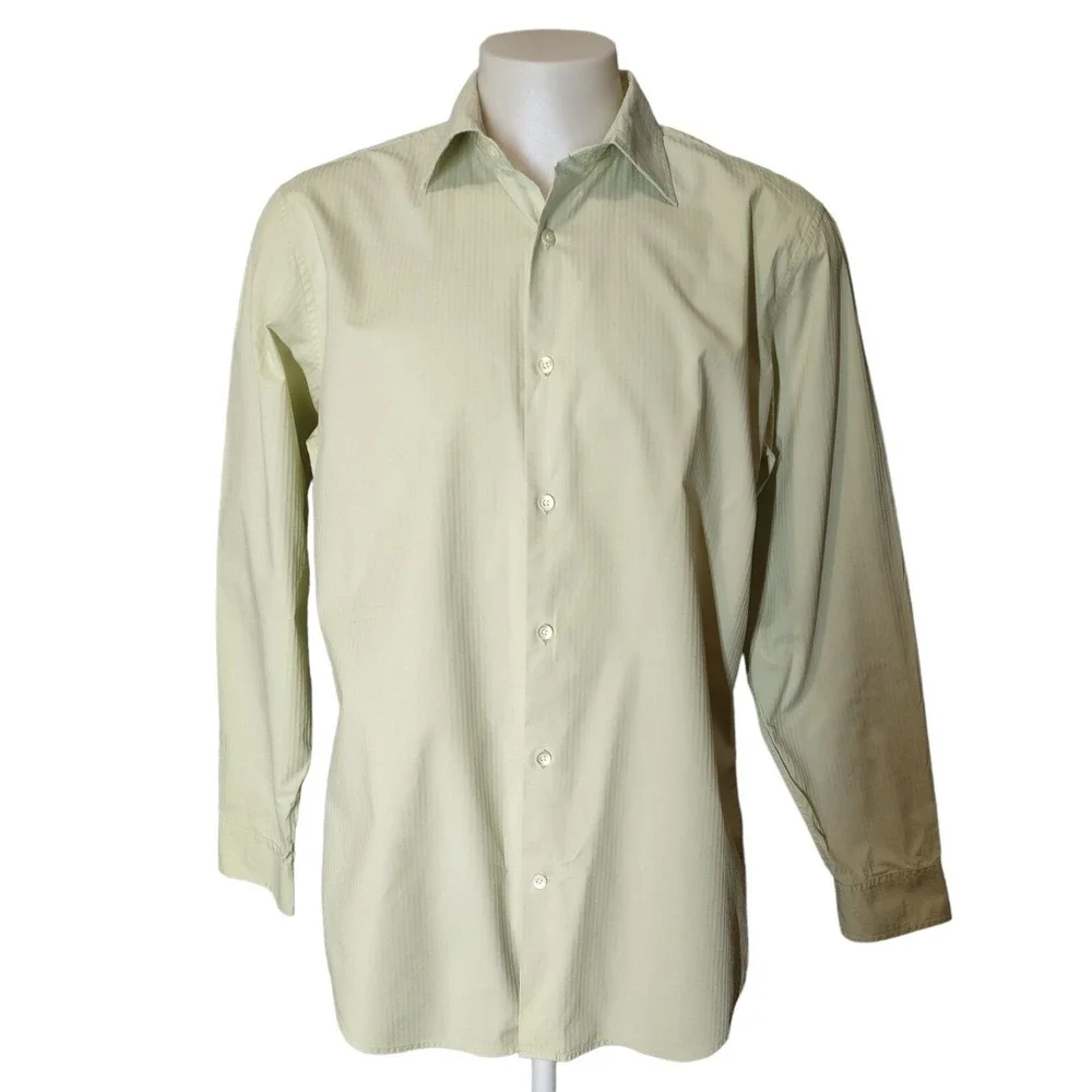 Banana Republic Shirt Mens Large Norm Core Light Green Classic Fit Stripe Office